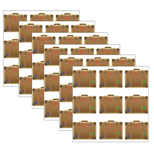 Teacher Created Resources Mini Travel the Map Luggage Accents, 6 Packs of 36